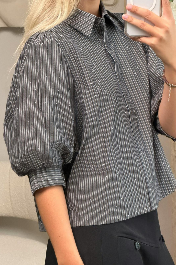 Etta Stripe Shirt Dark Grey