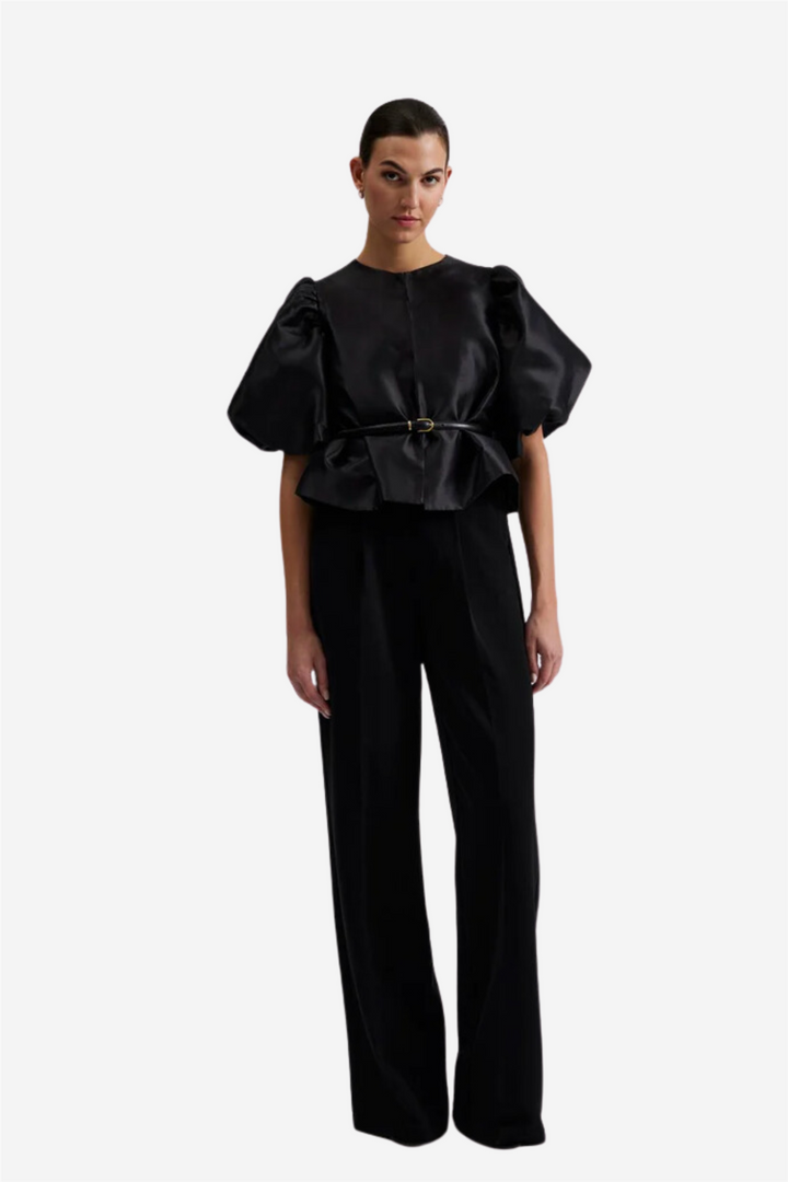 Cleo pouf sleeve blouse Black