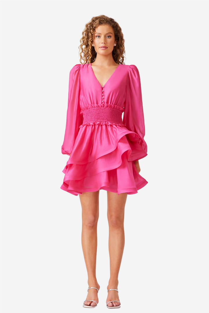 Kalani Sleeve Mini Dress Hotpink