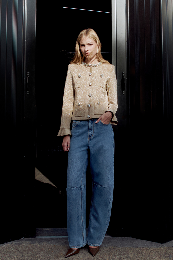 Gold Crystal Trim Cardigan