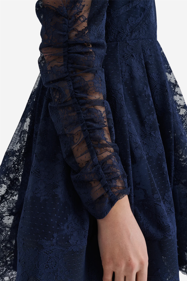 Leoni Lace Mini Dress Dark Blue
