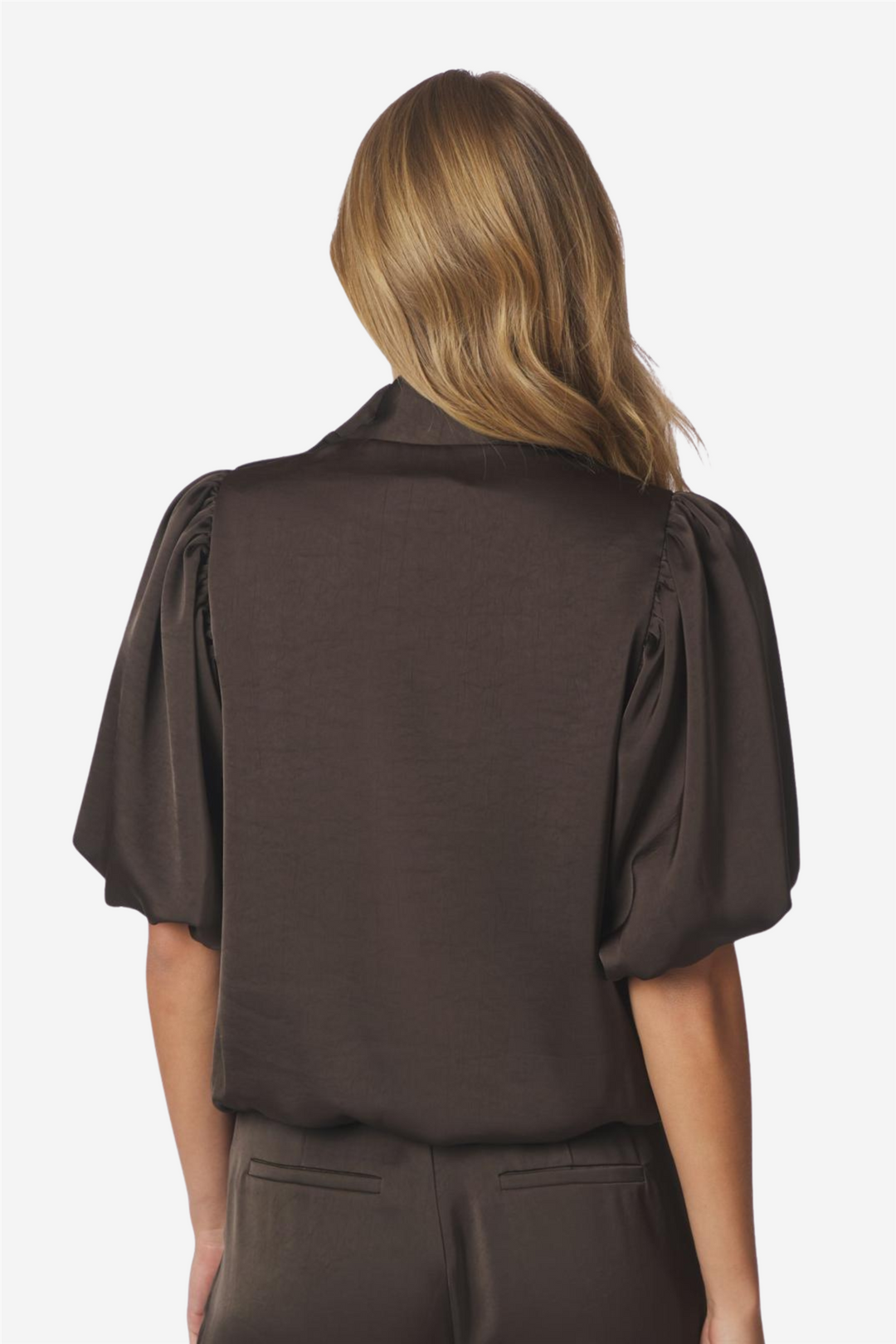 Parisa Heavy Sateen Blouse Dark Brown