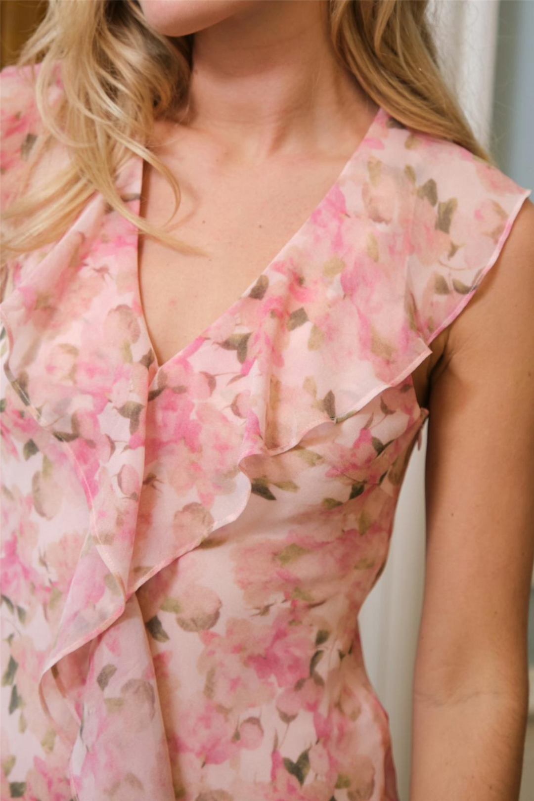 Zella Chiffon Print Dress Dusty Pink