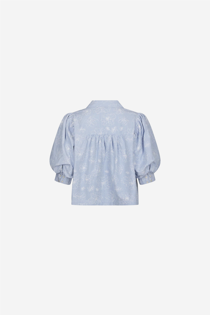 Etta Flower Stripe Shirt Light Blue