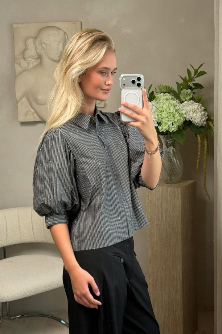 Etta Stripe Shirt Dark Grey