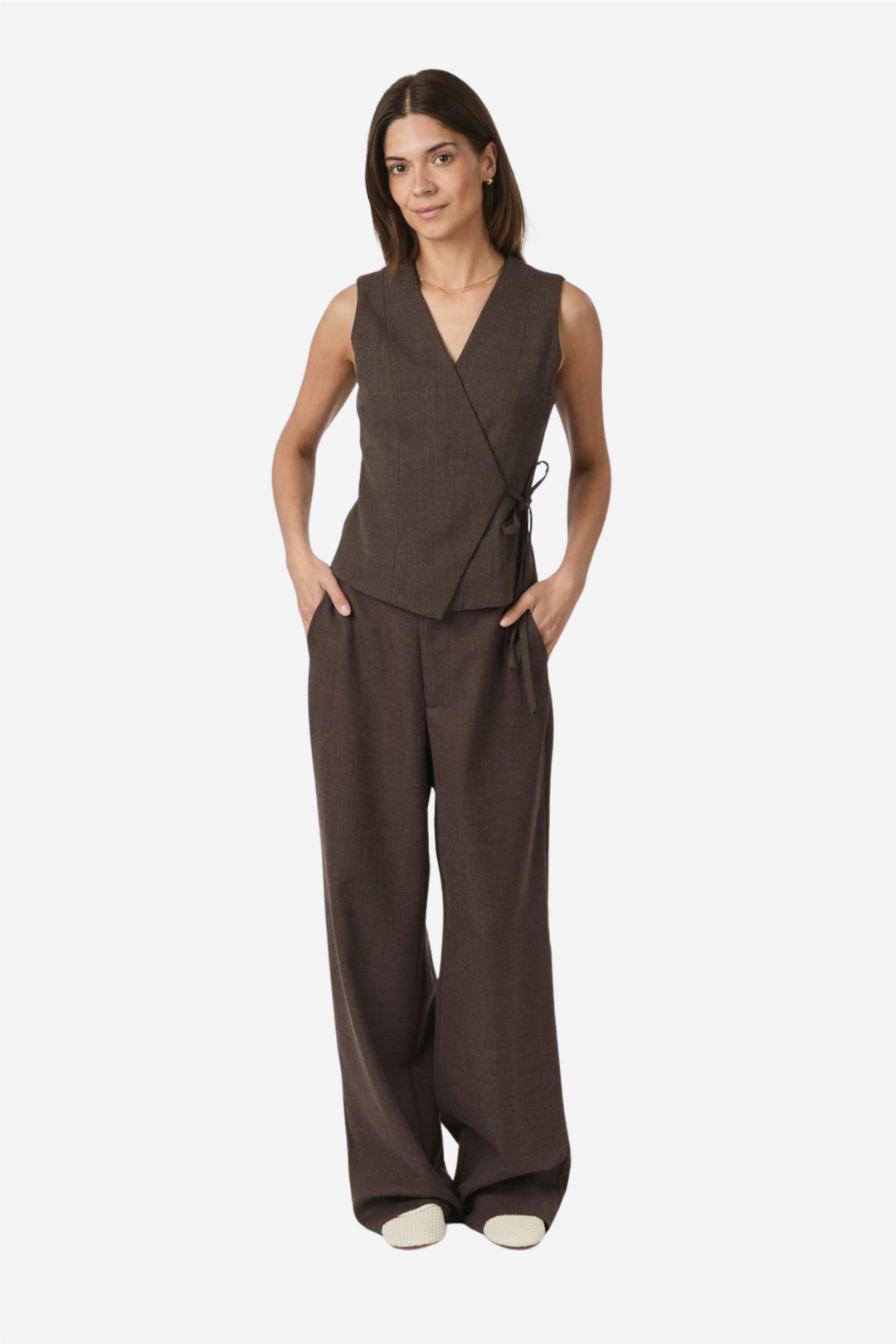 Emmett Melange Pants Brown Melange