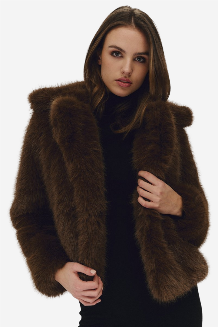 Sofia Fake Fur Jacket Brown