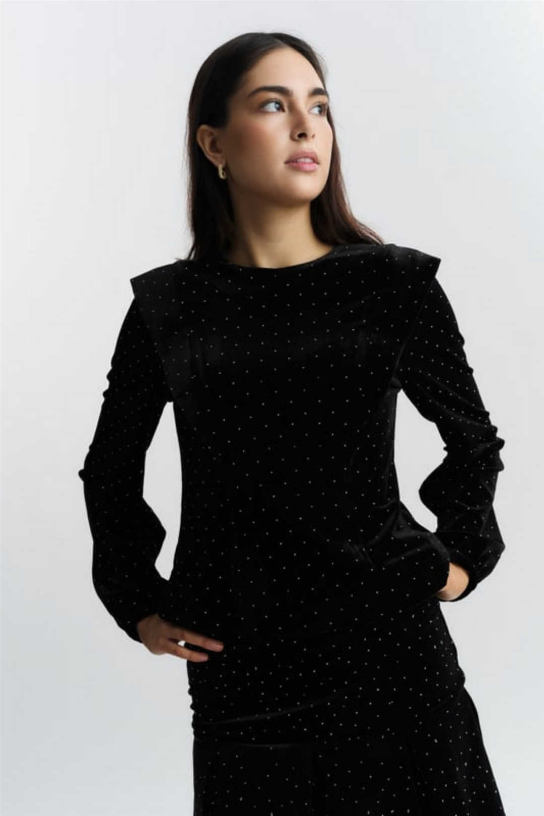 Sirina Stud Velour Skirt Black