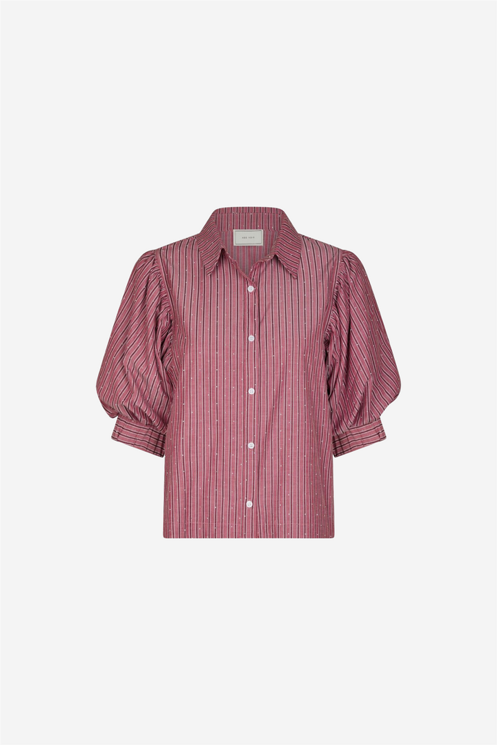 Etta Soft Stripe Stone Shirt Dark Rose