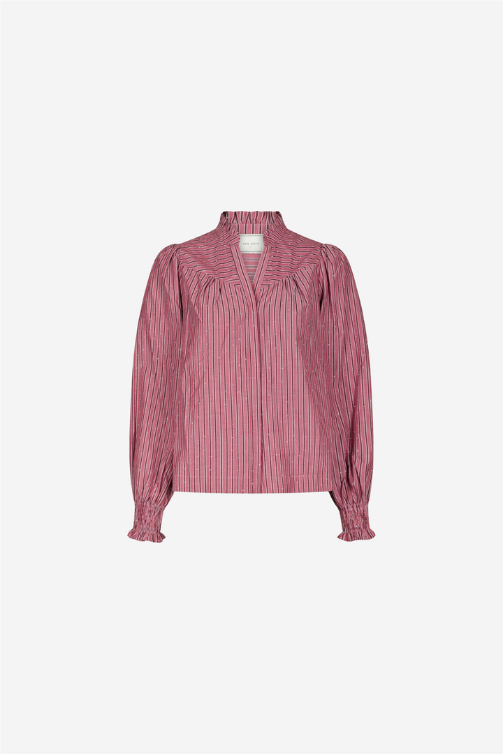 Astrida Soft Stripe Stone Blouse Dark Rose
