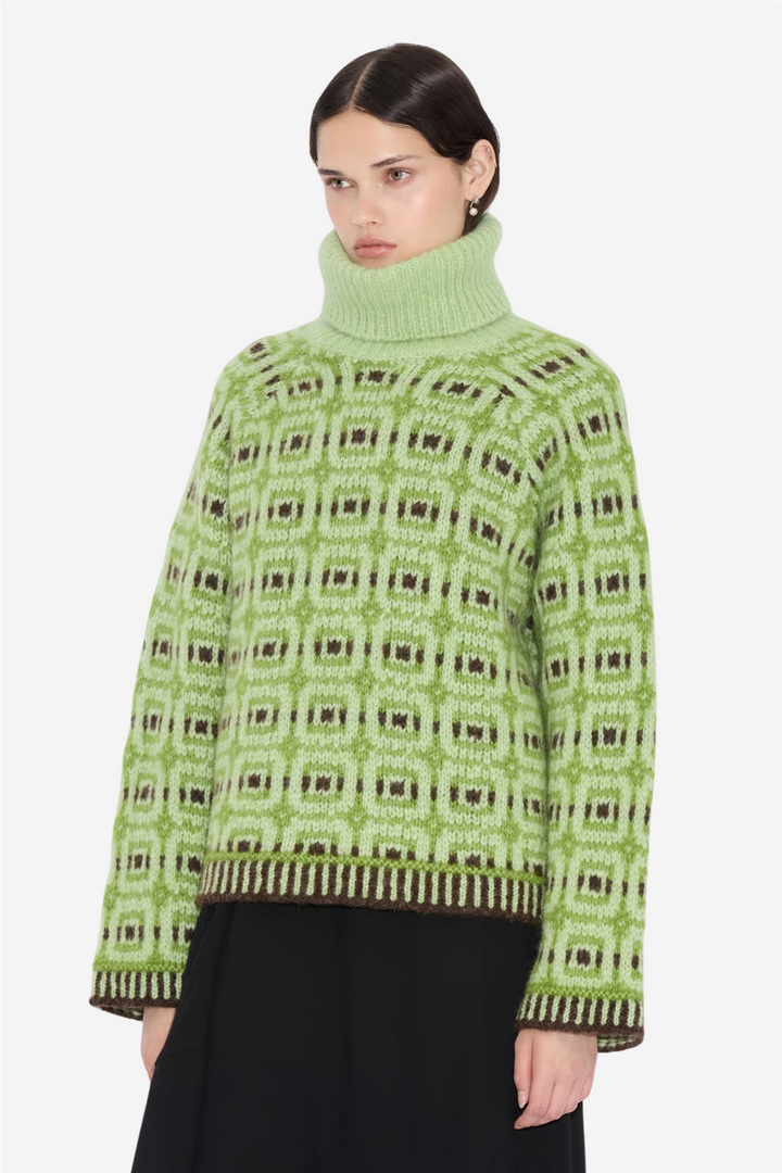Norwegian Wool Turtleneck Green Mix
