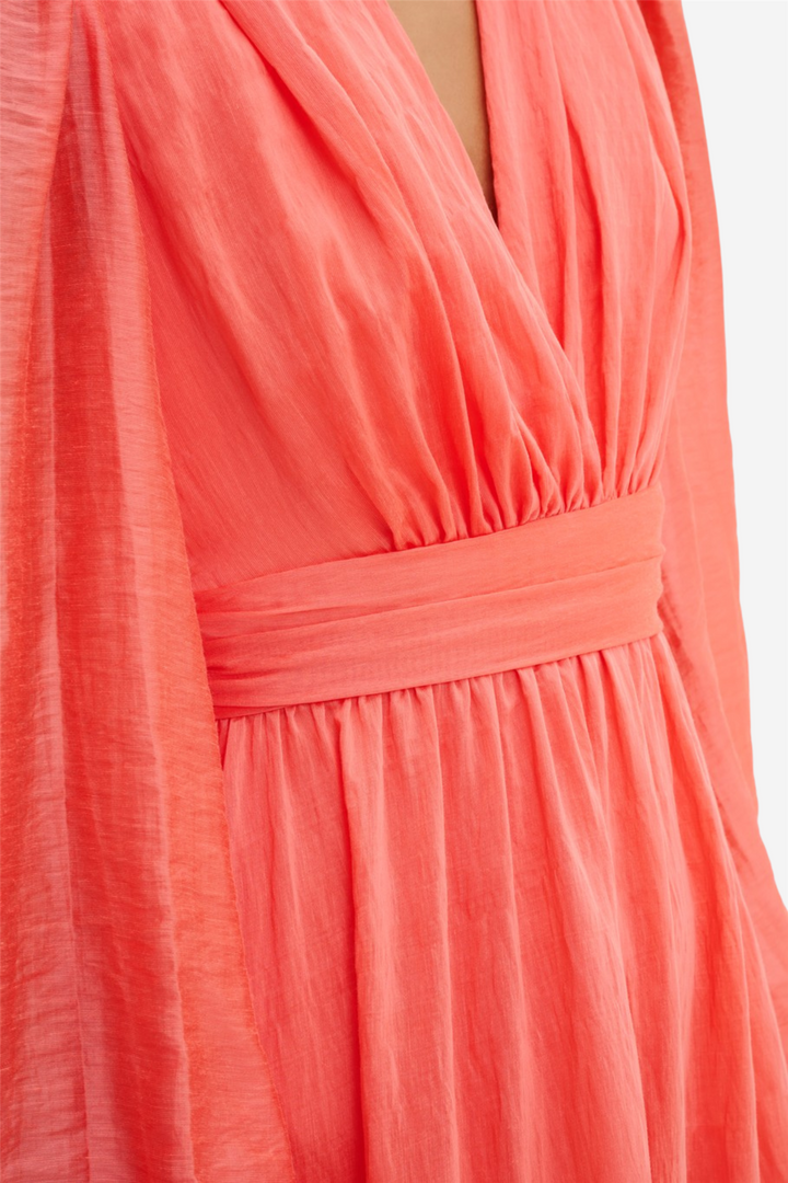 Jadie V-Neck Ruffled Mini Dress Coral