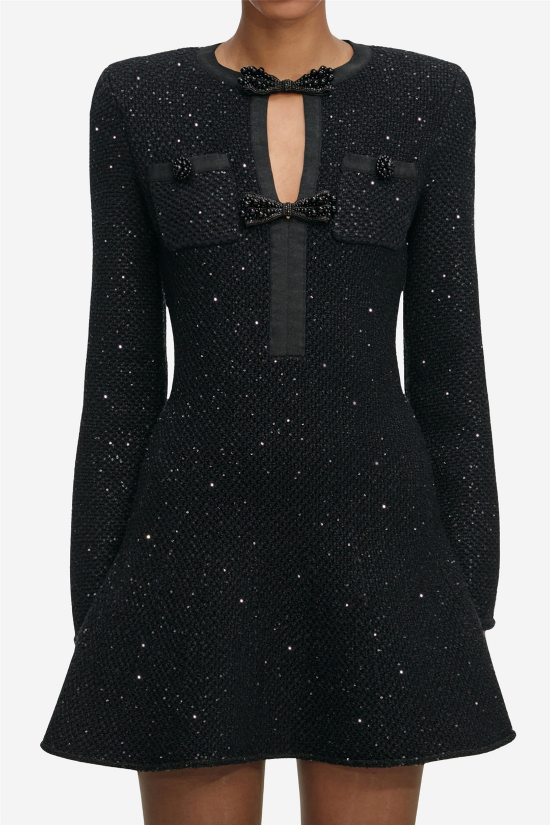 Black Sequin Knit Mini Dress