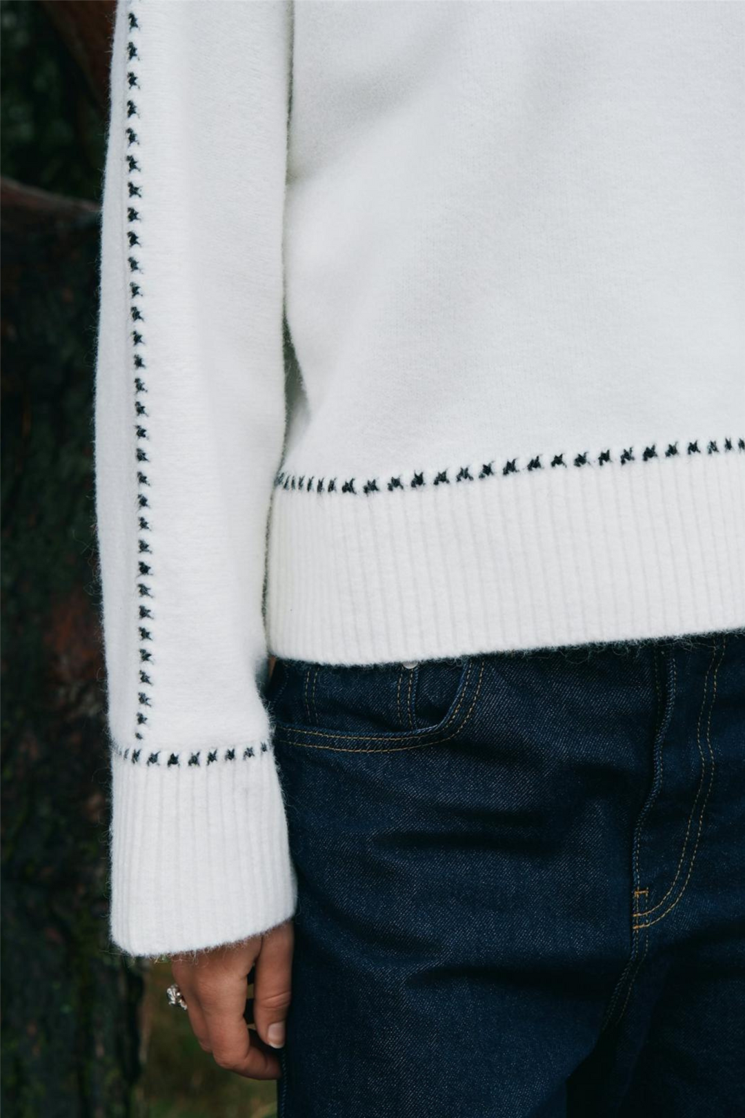 Roeme Knit Stitch Blouse Off White