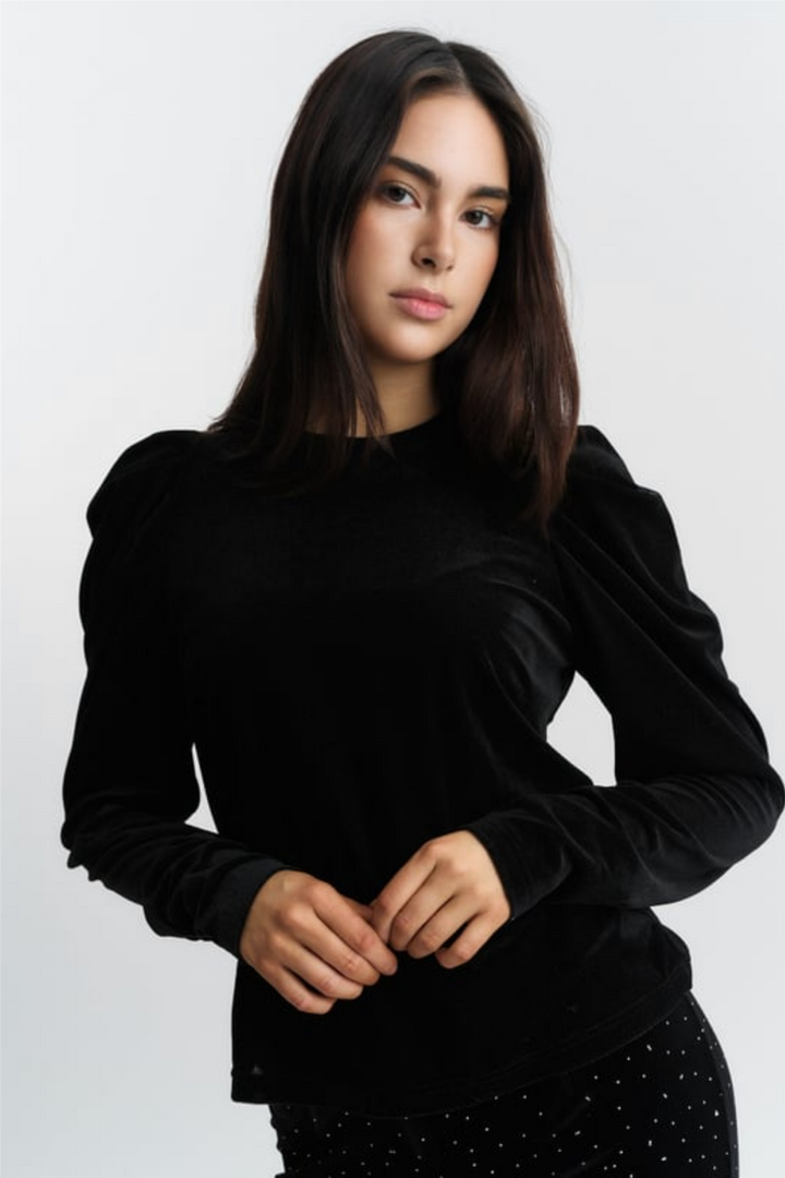 Sienna Velour Top Black