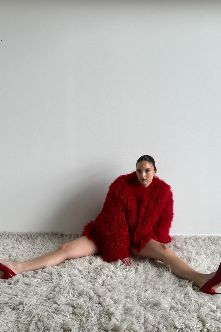 All night jacket short Red
