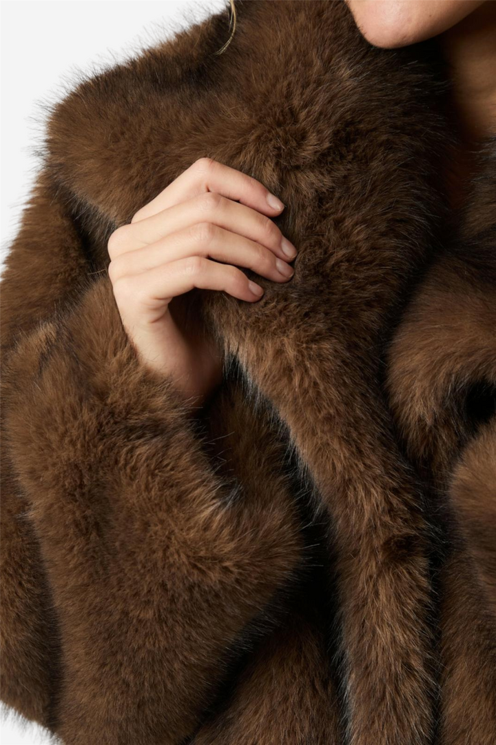Stephanie Faux Fur Jacket Brown