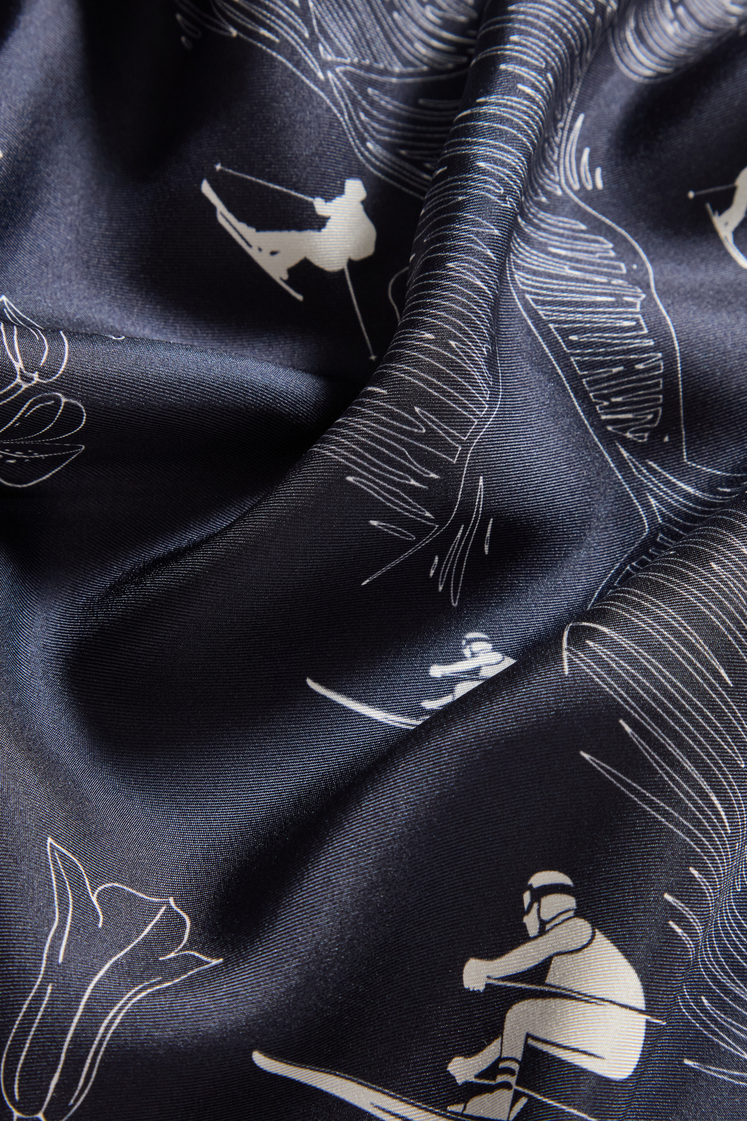 Alps Silk Scarf Navy Blue