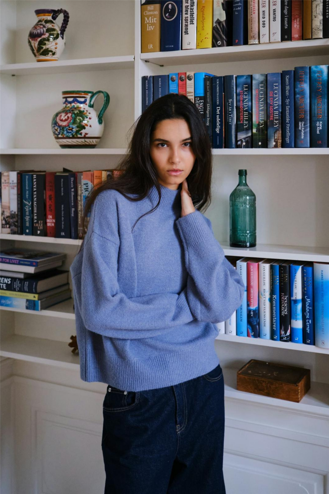 Paulina Knit Blouse Smoke Blue