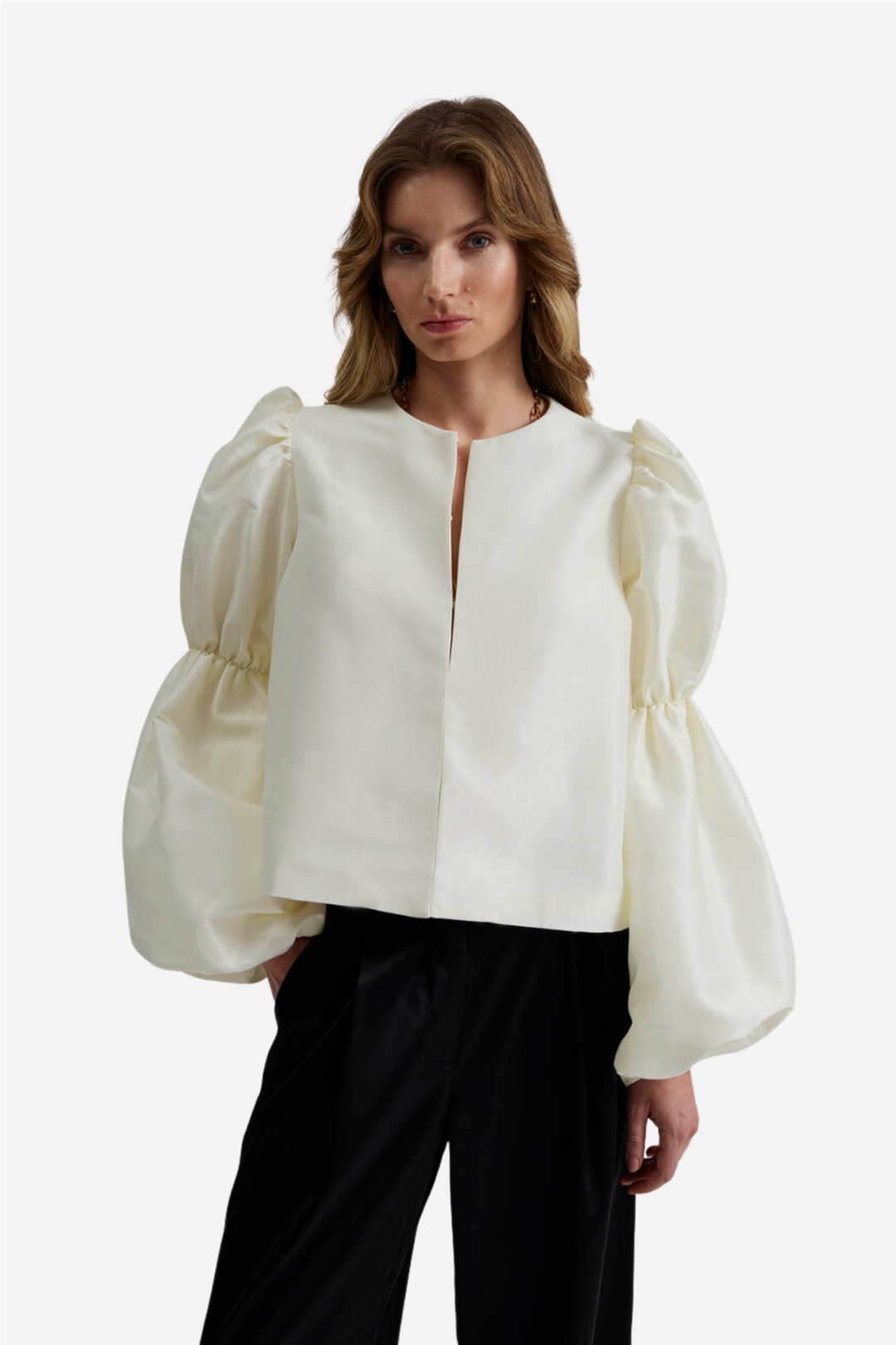 Zoey double pouf sleeve blouse Vanilla