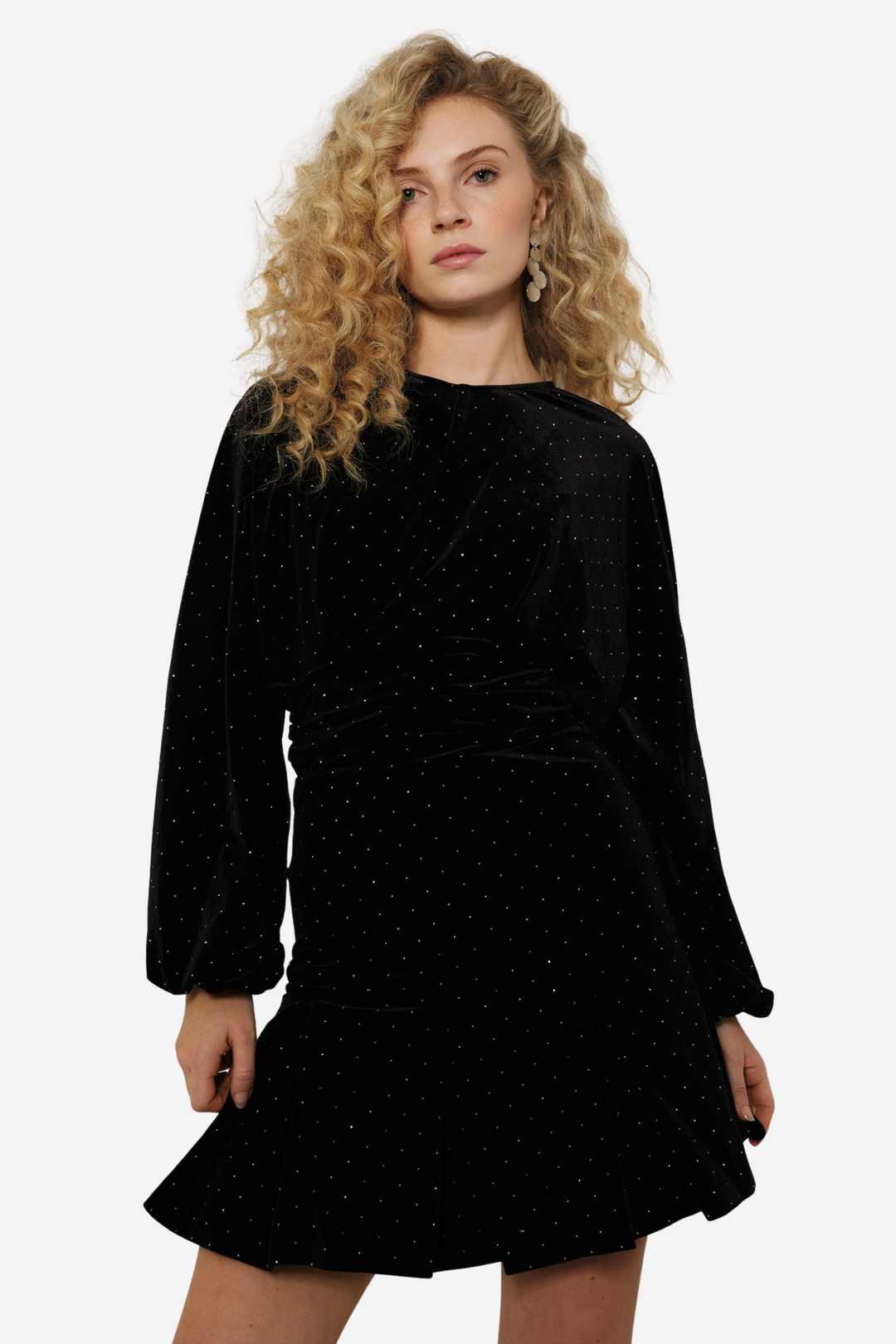 Jamal Stud Velour Dress Black