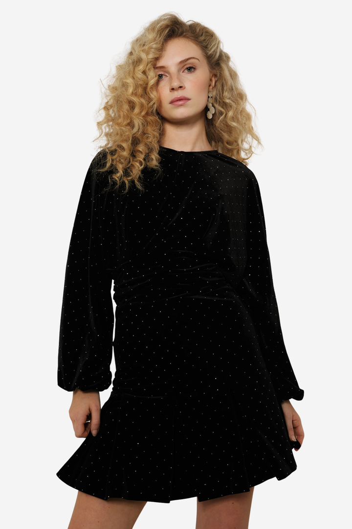 Jamal Stud Velour Dress Black