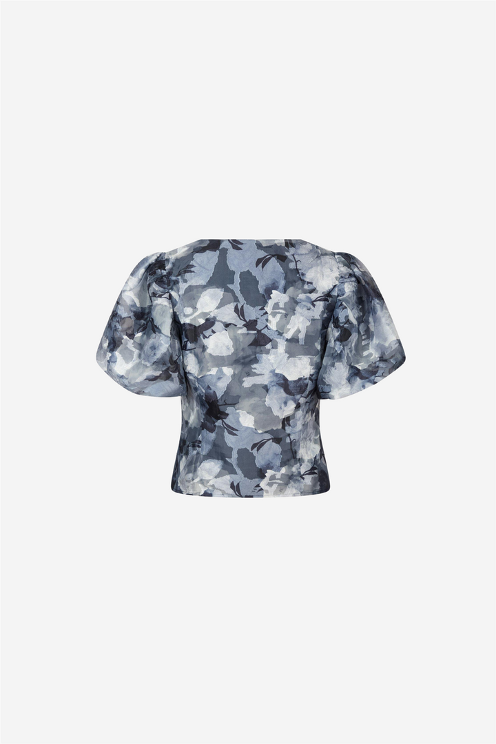 Camia Brocade Floral Bloouse Floral Gray