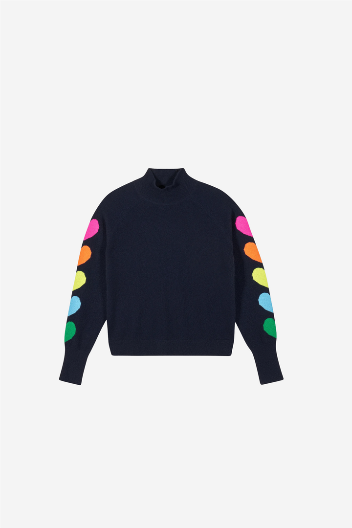 Mock Neck Sweater Multicolored Hearts