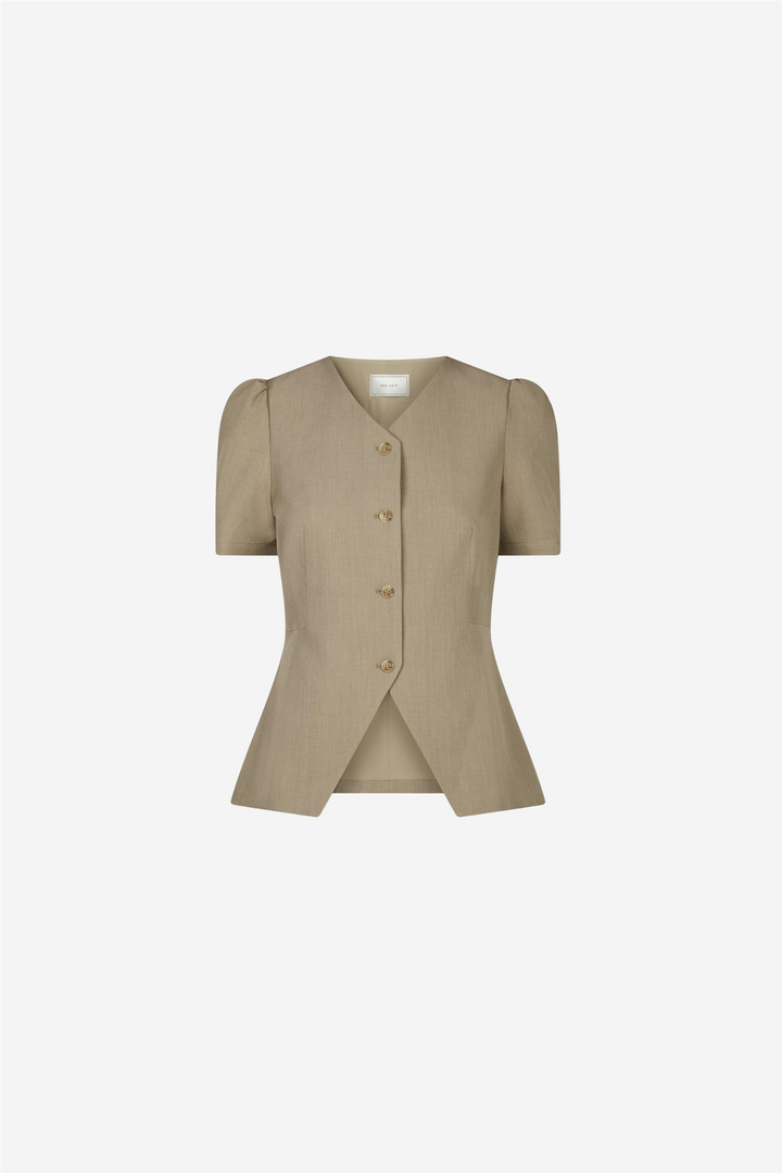 Jules Structure Blouse Dark Taupe