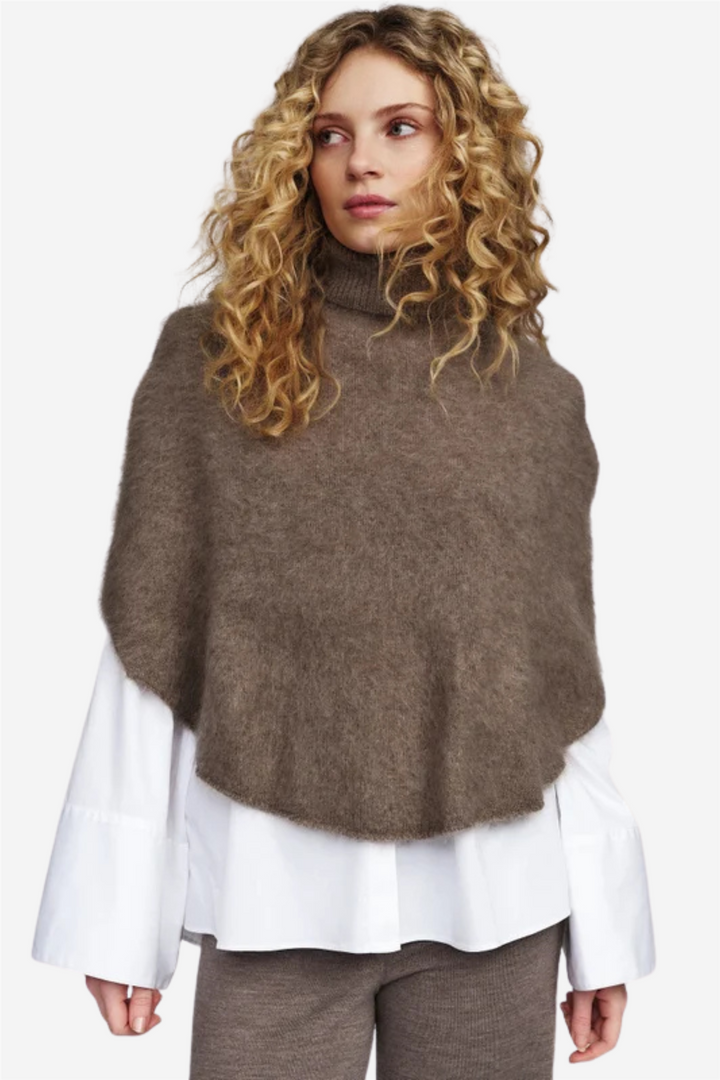 Maiken Brushed Poncho Light Brown