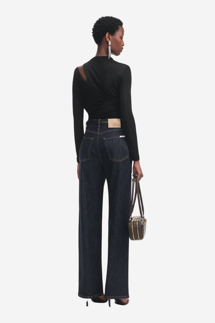 Black Cut Out Viscose Knit Top