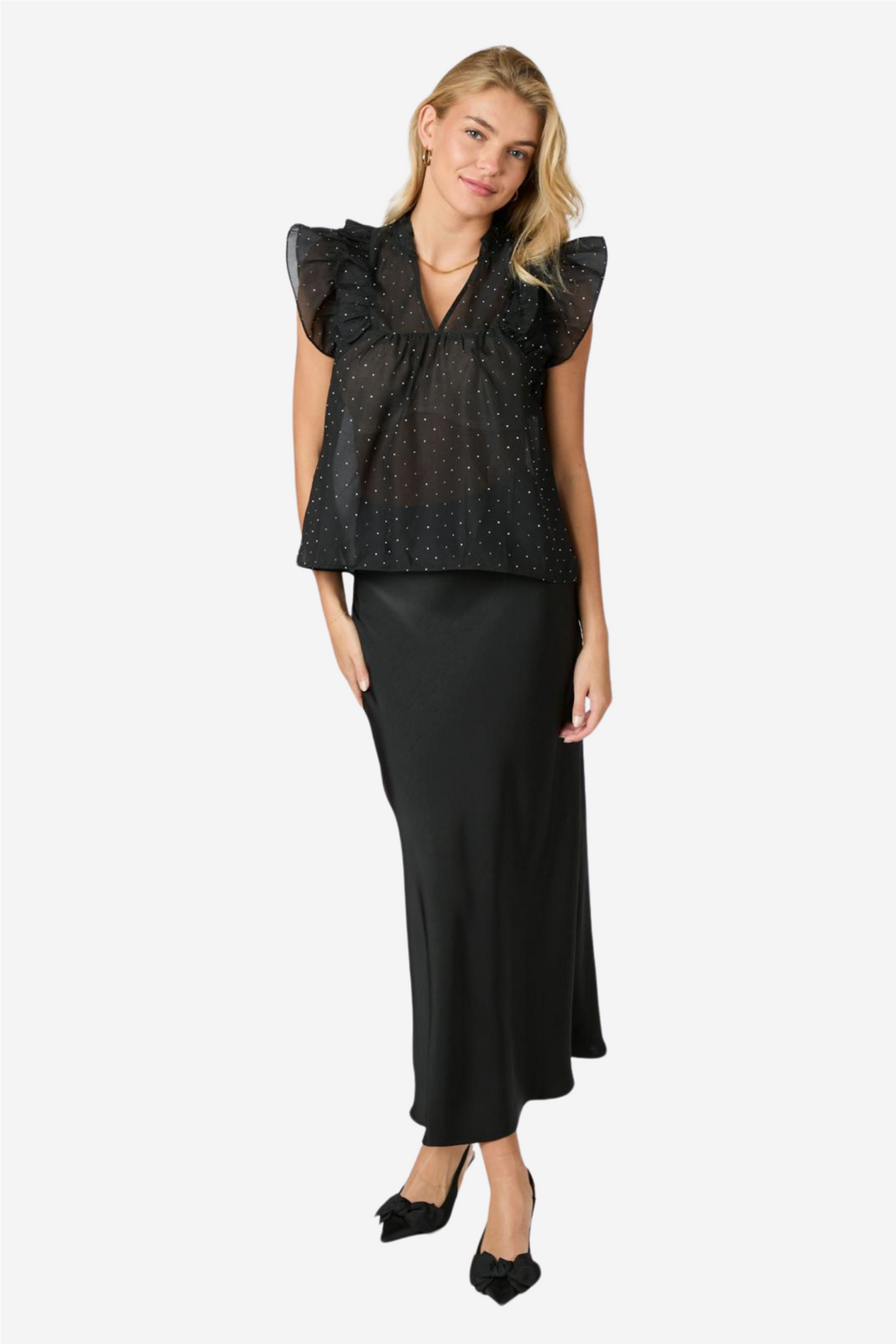 Jayla Bedazzled Top Black