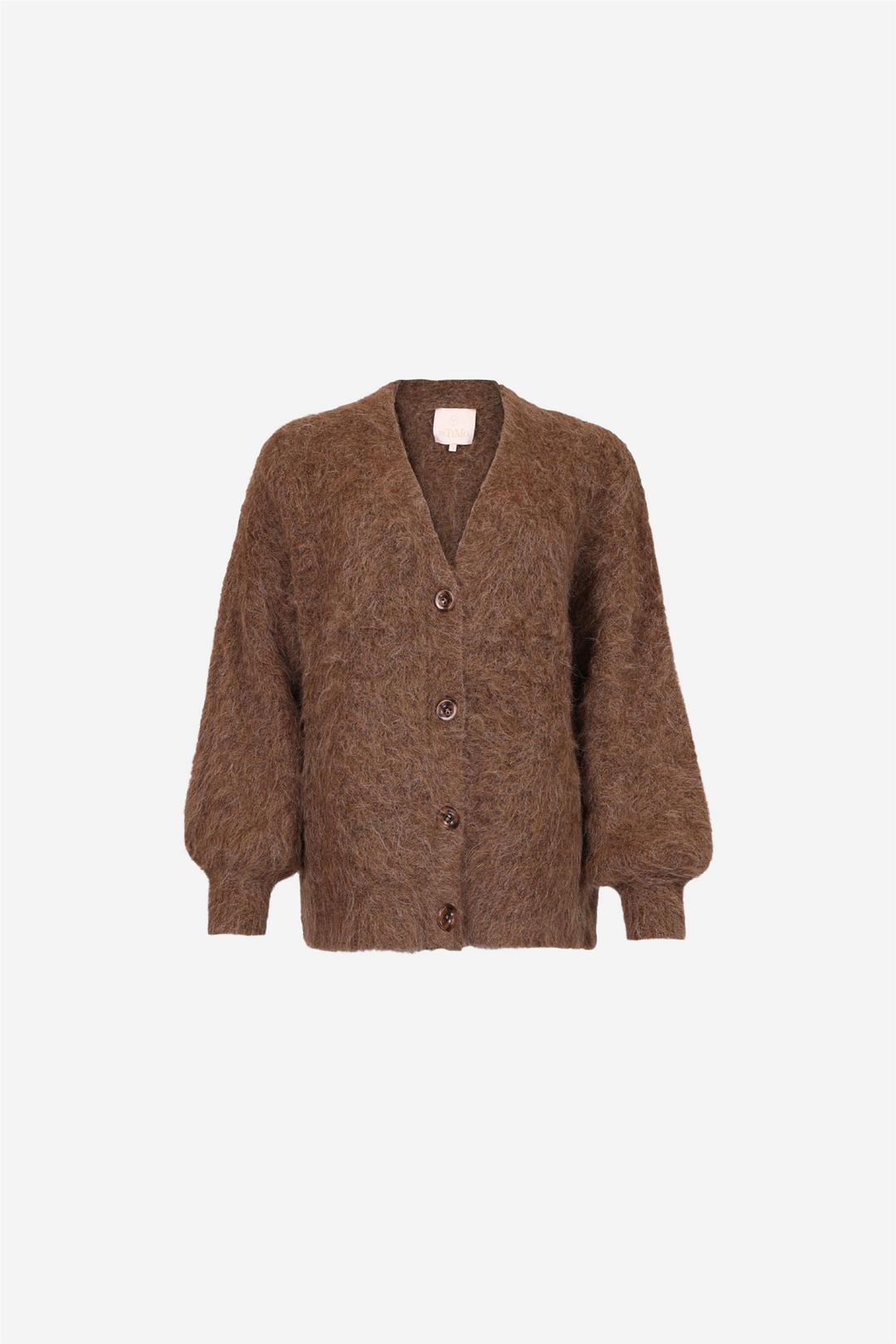 Hairy Knit V-Neck Jacket Brown