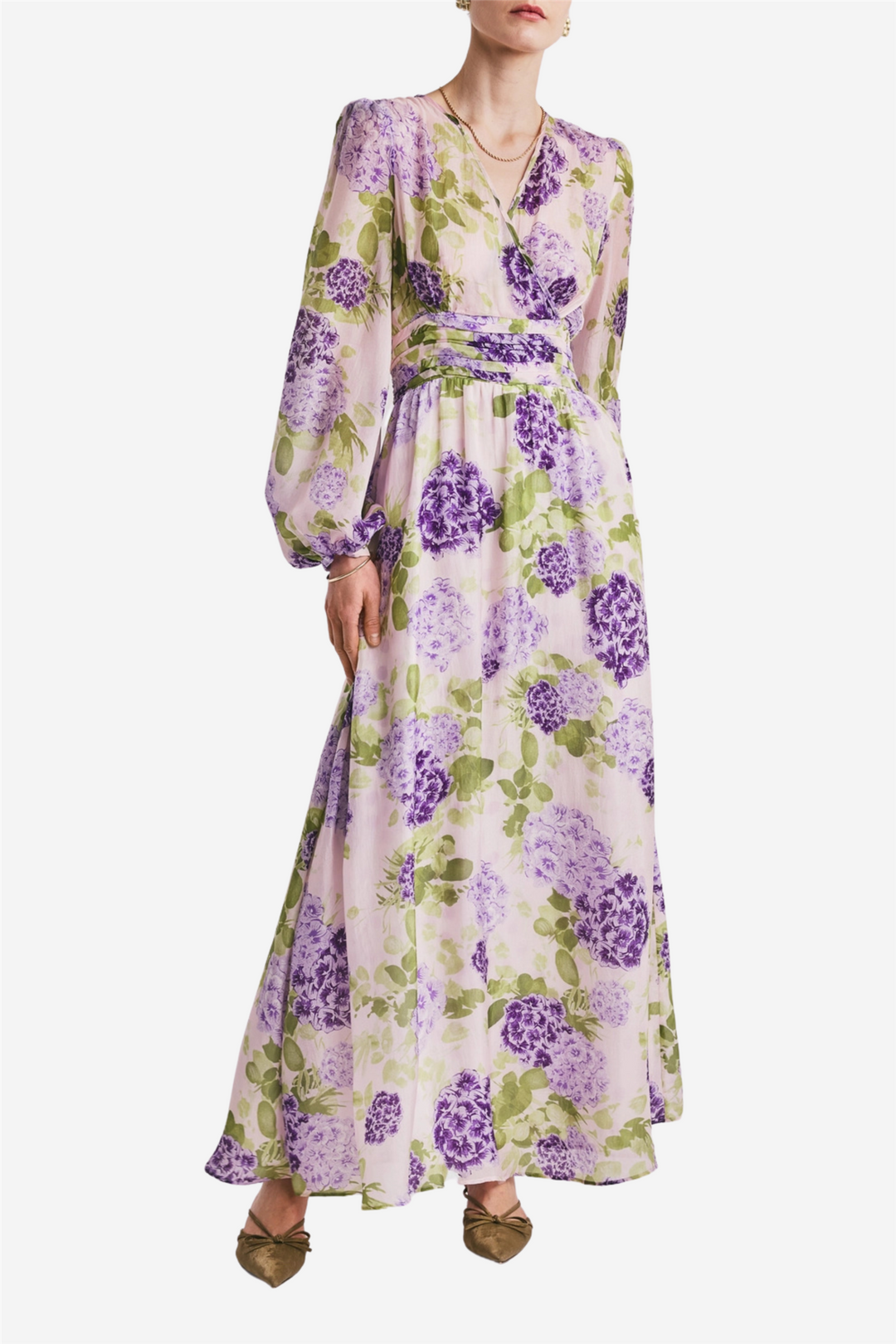 Cupro Tieband Gown Purple Flowerfield