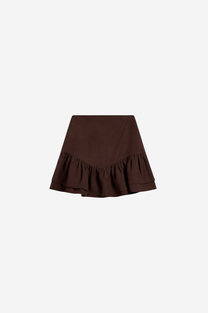 Posy Linen Skirt Cocoa Brown
