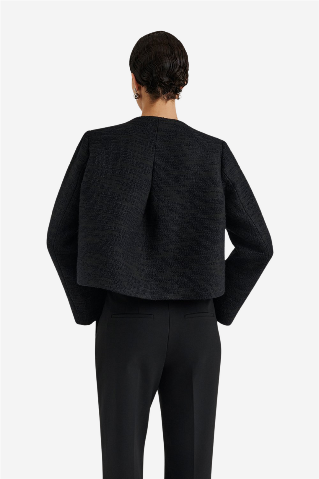 Ruthie Cropped Boucle Blazer Black