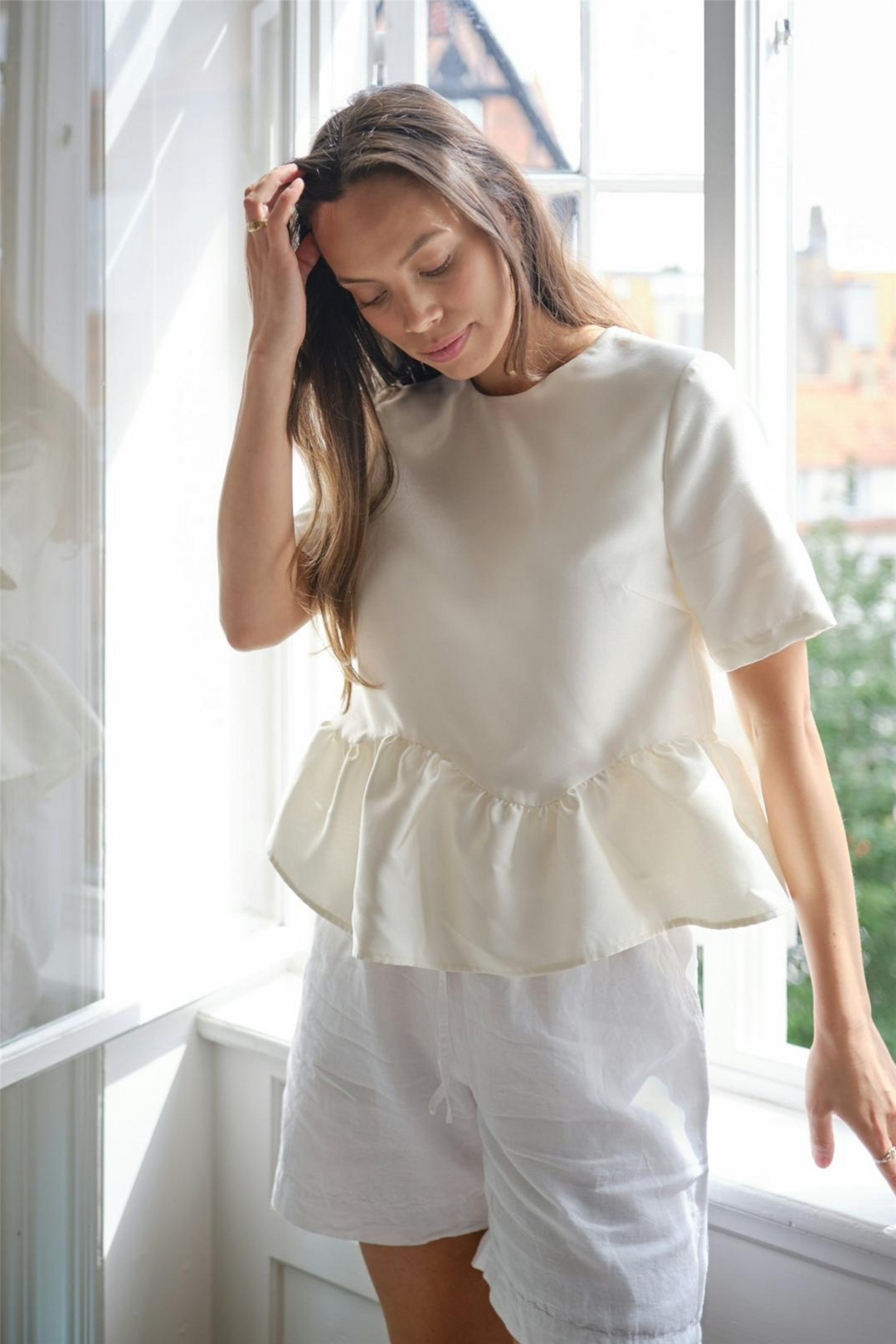 Alva Dull Satin Blouse Ivory