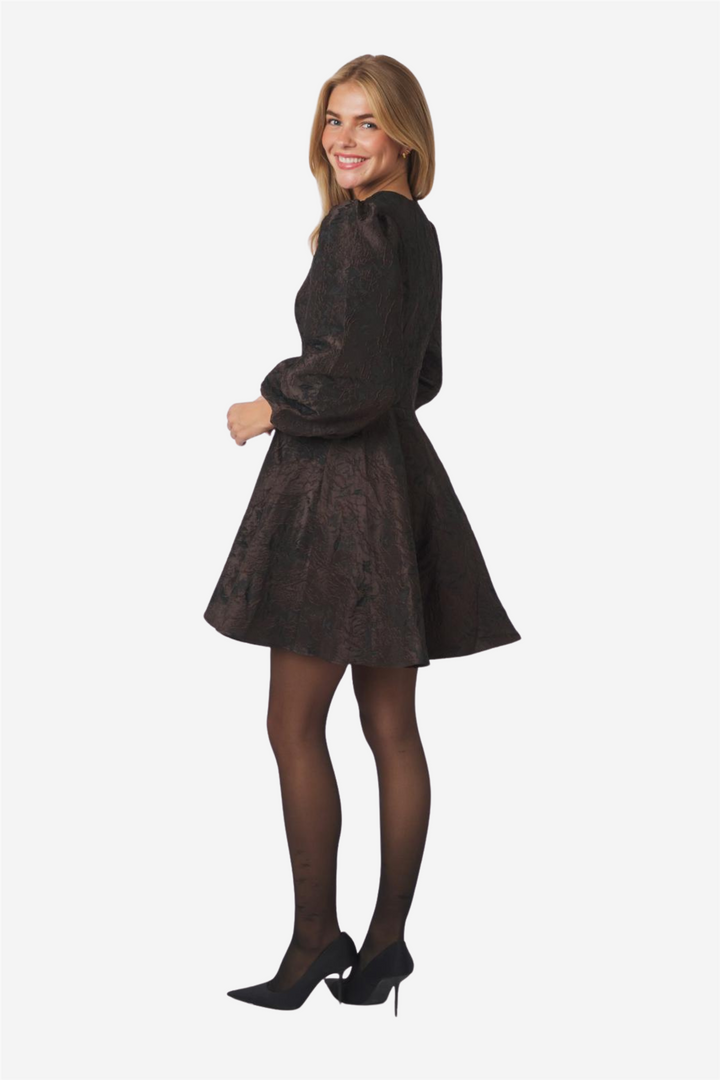 Milly Brocade Dress Dark Brown