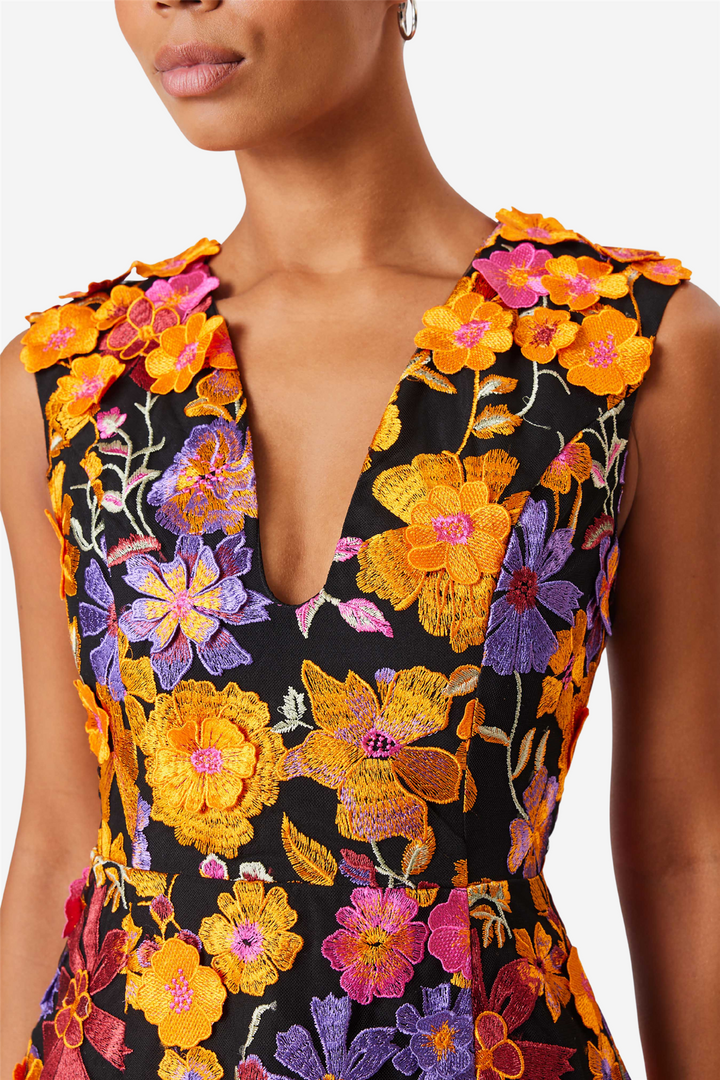 Alessandra Floral Mini Dress Orange Multi