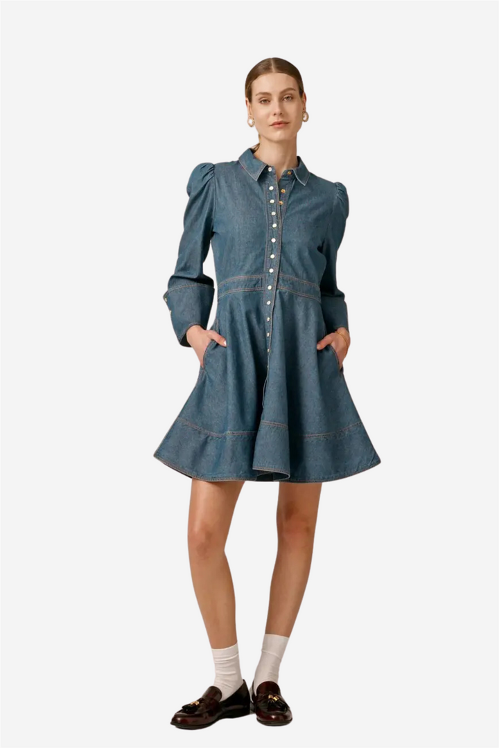 Denim mini dress french blue