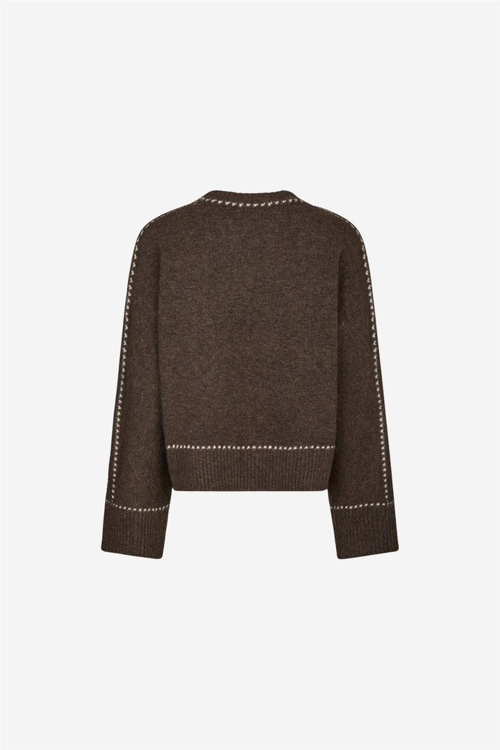 Roeme Knit Stitch Blouse Dark Brown