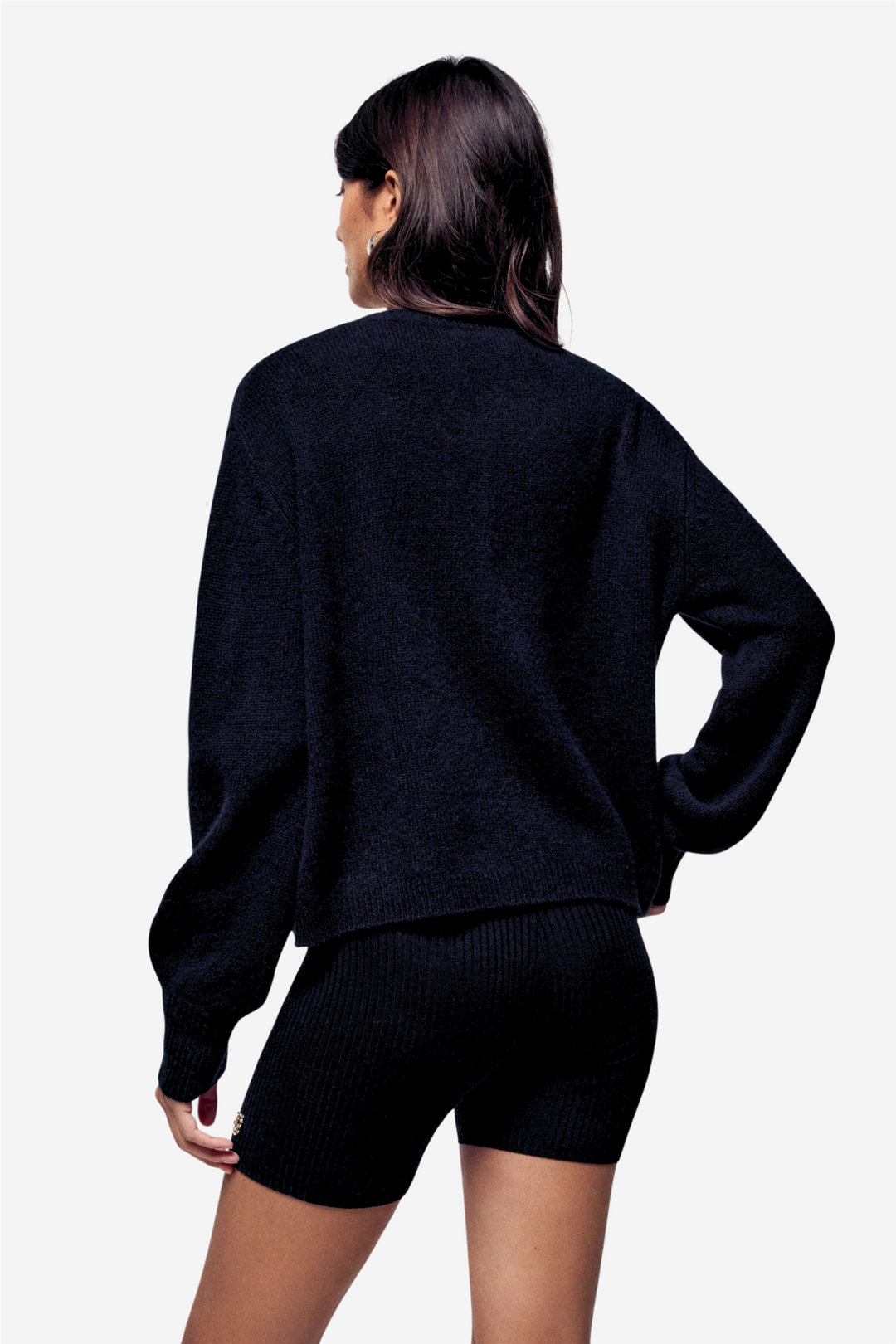 Heart Button Cardigan Noir