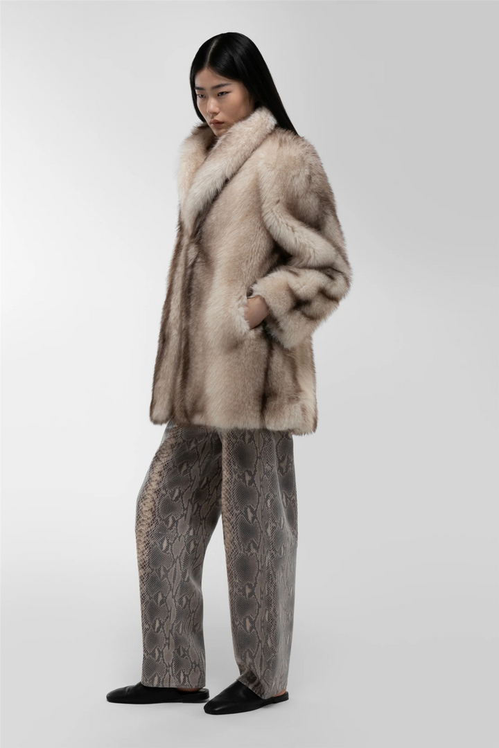 Emilia Fur Jacket Taupe Striped