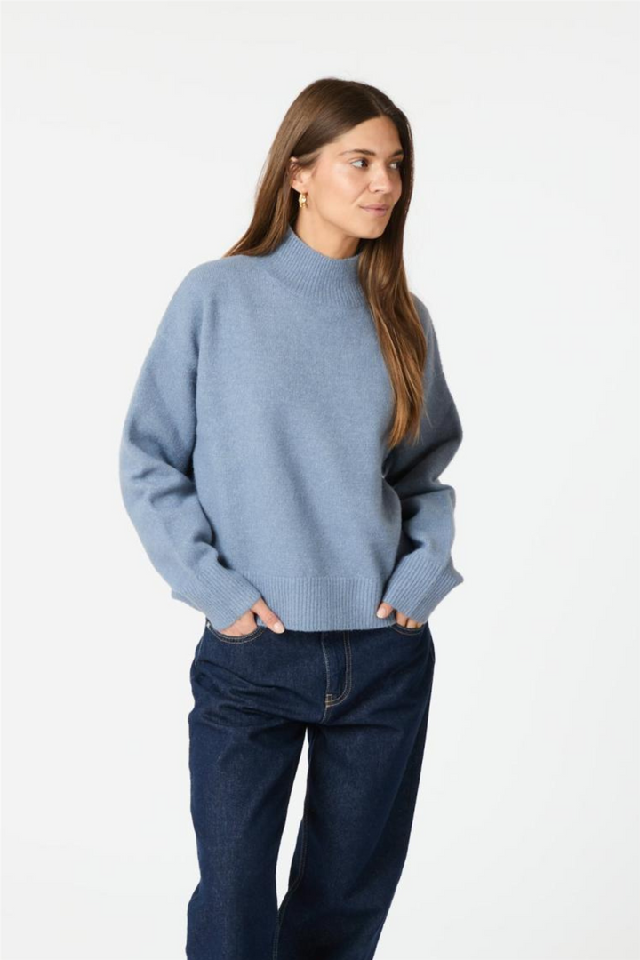 Paulina Knit Blouse Smoke Blue