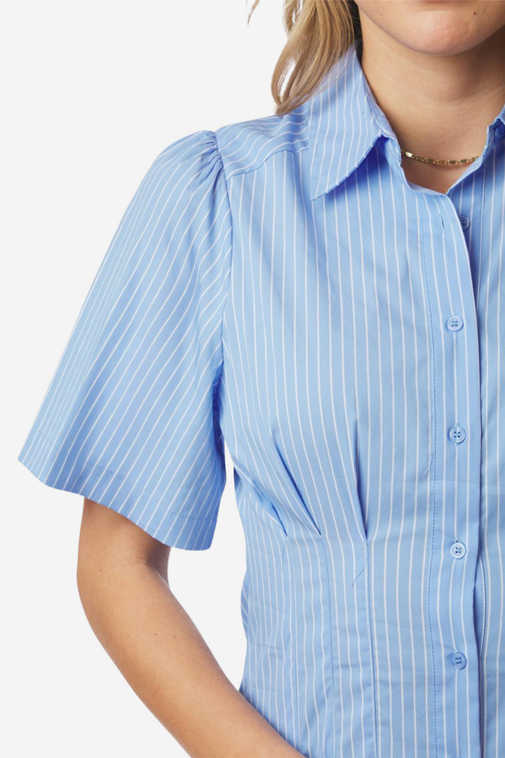 Baia Stripe Poplin Dress Light Blue