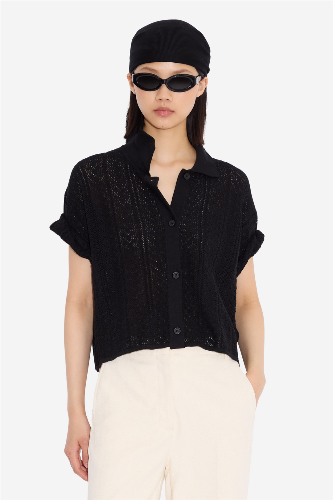 Kelp Crochet Shirt Black