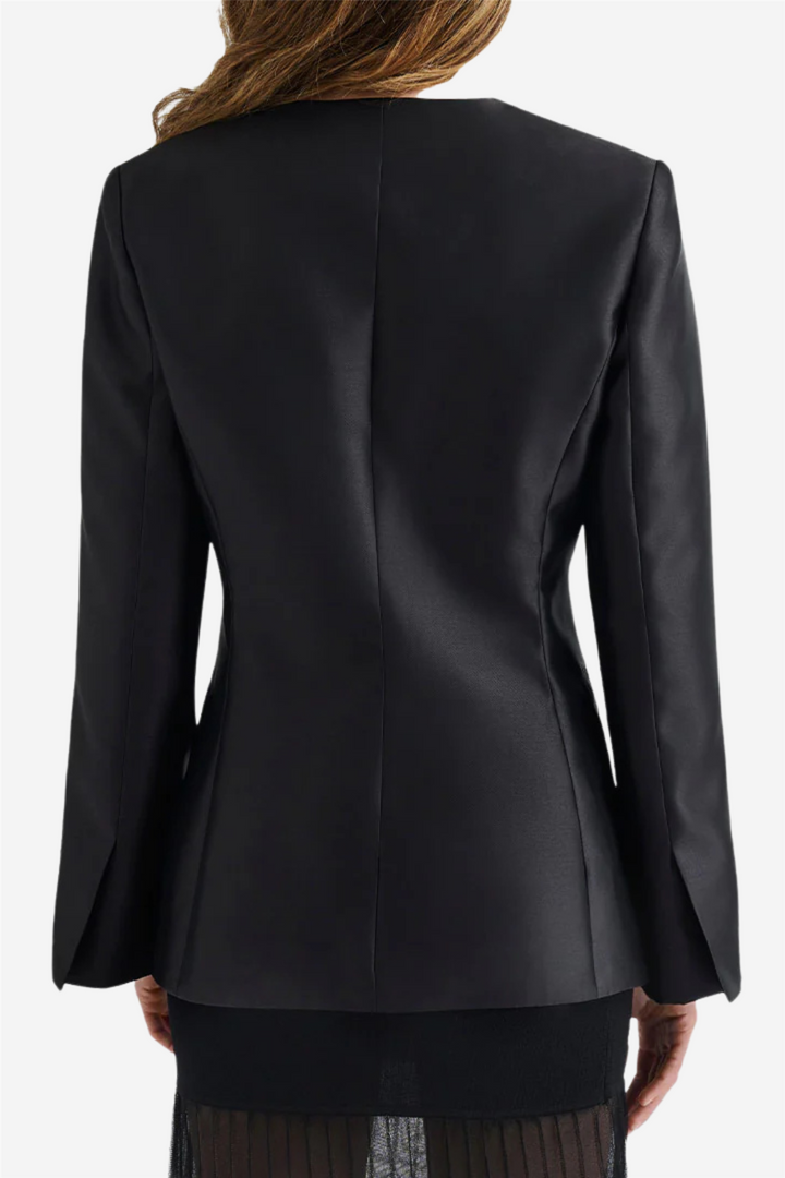 Nori Fitted Heavy Satin Blazer Black
