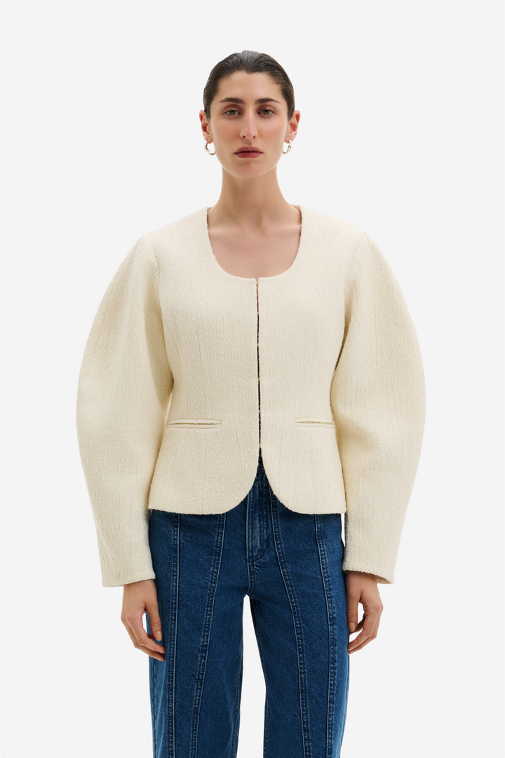 Amanda U-Neck Boucle Blazer Pearl