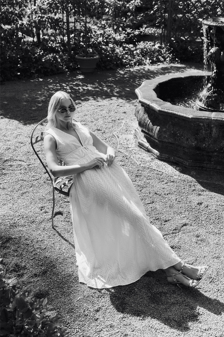 Kathy Herringbone Dress White