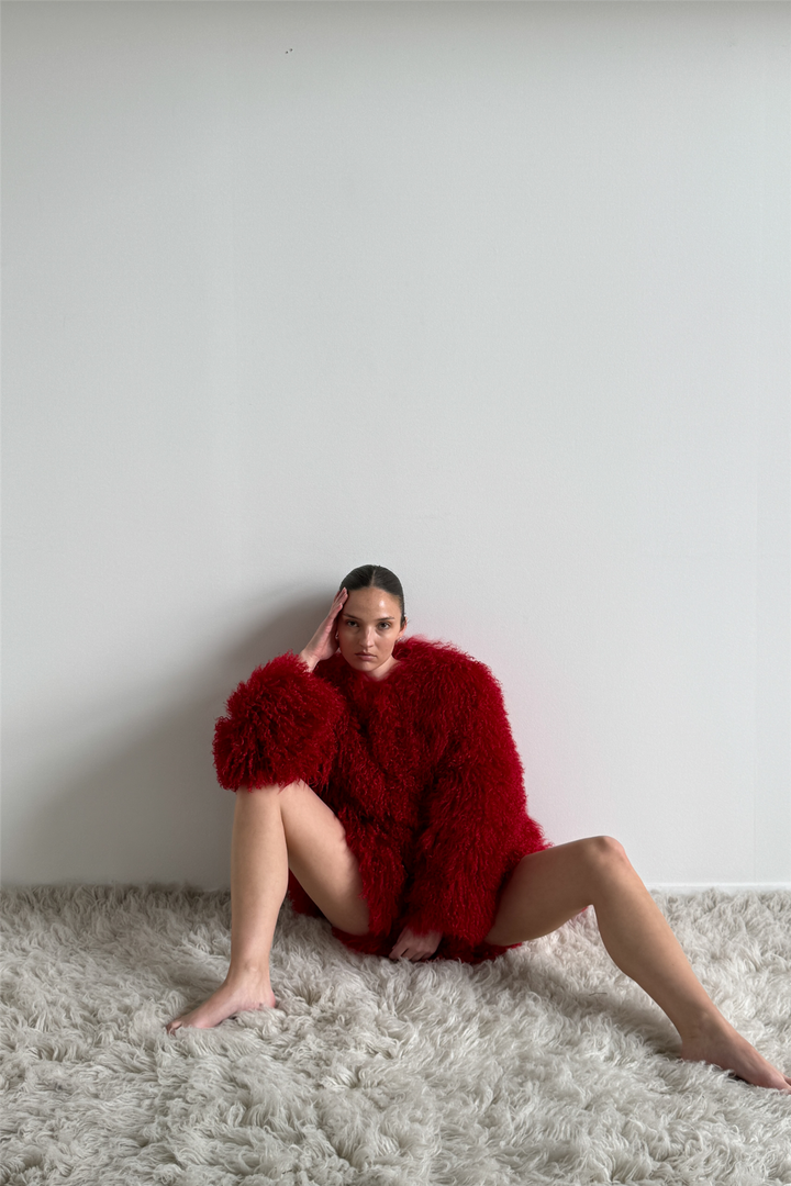 All night jacket short Red